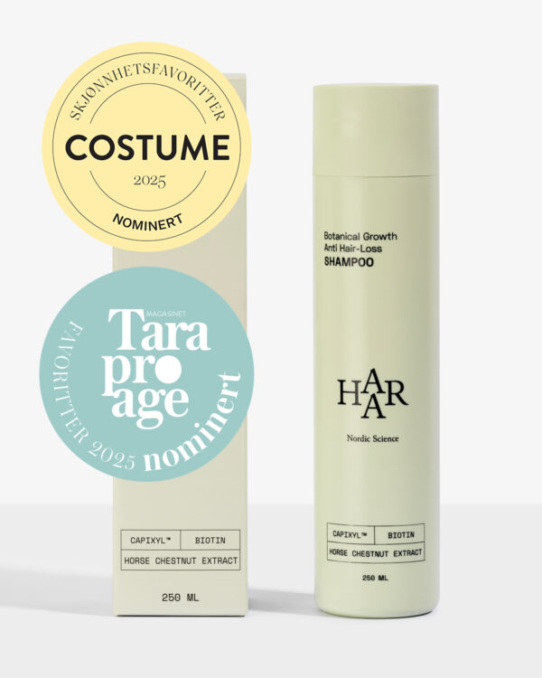 HAAR Botanical Growth Anti Hair-Loss Shampoo nominert til Costume Beauty awards og Tara Pro Age